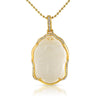 Buddha Carved Frosted Crystal Pendant Gold Bling Outline