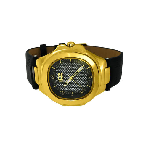 Modern Gold Fashion Watch Black Dial and Band