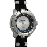 Silver Fashion Rubber Mens Watch Black Band