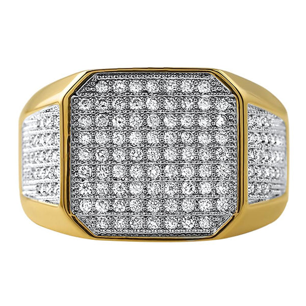Gold Boss CZ Micro Pave Bling Bling Ring