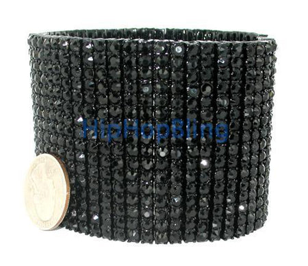 12mm Black High End Bling Disco Ball Bracelet White Rope