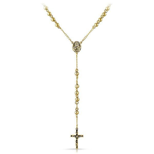 Rosary Necklace Gold Stainless Steel