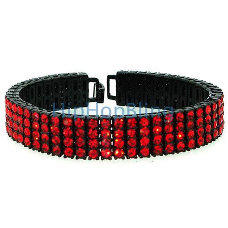 Black Bling Red Guitar String Style Bracelet