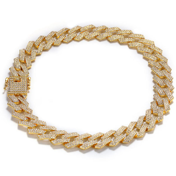 Yellow Gold 20MM Sharp Cuban Bling Bling Chain