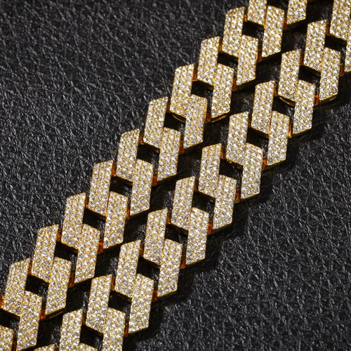 Yellow Gold 20MM Sharp Cuban Bling Bling Chain