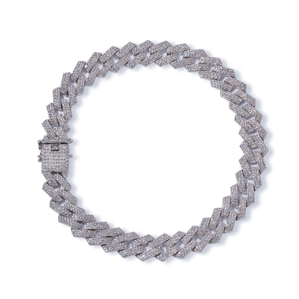 White Gold 20MM Sharp Cuban Bling Bling Chain