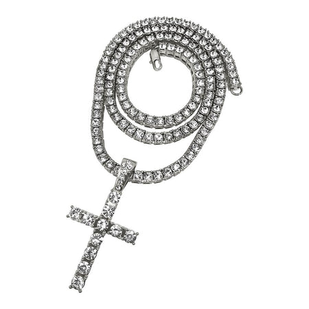Rhodium Bling Bling Rounded Ankh Cross Special