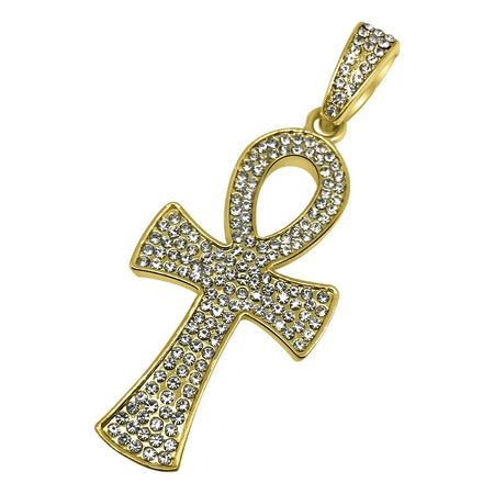 Gold Bling Bling Rounded Ankh Cross Special