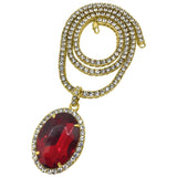 Oval Red Gem Pendant Tennis Chain Set Special