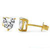 Heart Cut CZ Stud Earrings Gold .925 Silver