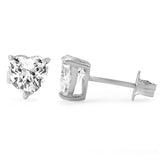 Heart Cut CZ Stud Earrings .925 Silver