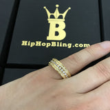 .925 Silver Channel Set 360 Eternity Band Gold CZ Bling Ring