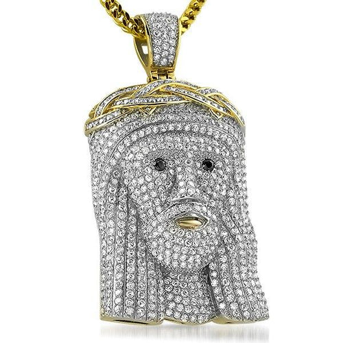 Full Bling Bling Jesus Pendant Gold Stainless Steel