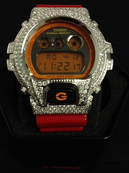 Custom Bling G Shock Red Watch DW6900