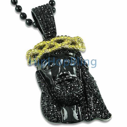 Black Jesus Piece Lemonade Crown Kanye West Style Necklace