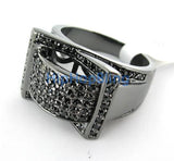 Bling Burst CZ Mens Black on Black Ring