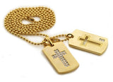 Cross Gold Double Dog Tag Set