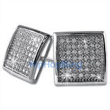 XL Deep Dish Box CZ Iced Out Micro Pave Earrings .925 Silver