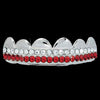 RED / CLEAR Double Bar SILVER Iced Out Grillz Hip Hop Bling Grills TOP