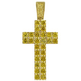 Double Diamond CZ Canary Gold Bling Bling Cross