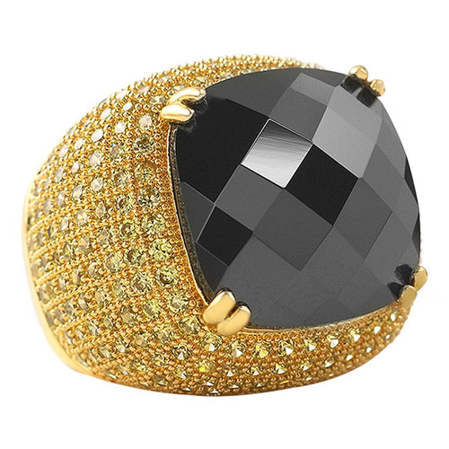 Black Rose Cut CZ Lemonade Micro Pave Ring