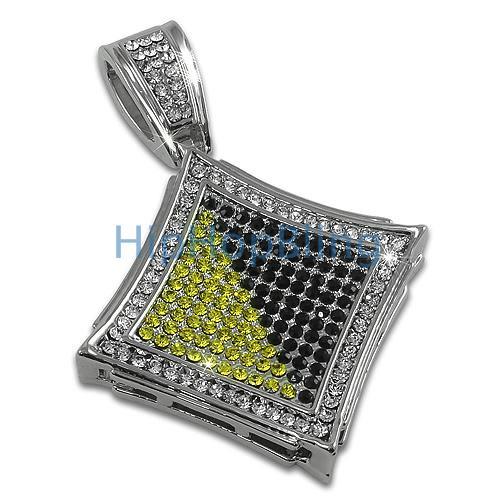 Kite Black and Yellow Exotic Rhodium Bling Bling Pendant