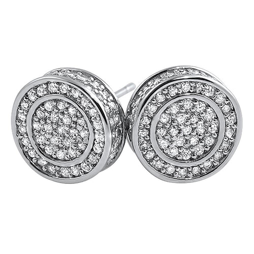 3D Circle Large CZ Iced Out Bling Bling Earrings