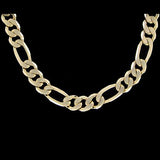 Figaro 9mm 24 Inch Gold Plated Hip Hop Chain Necklace