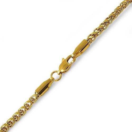 Basket Weave IP Gold Stainless Steel Bracelet 4MM