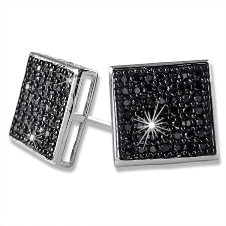 Small Puffed Kite CZ Micro Pave Iced Out Earrings .925 Silver