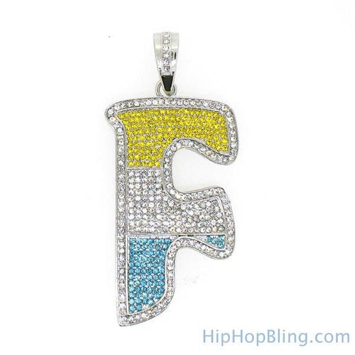 F Bling Bling Graffiti Initial Color Pendant