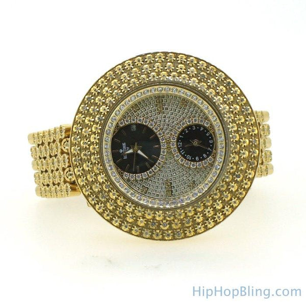 Huge Triple Bezel IceTime 2.00cttw Diamond Watch Gold