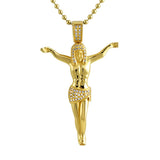 .45cttw Diamond Jesus Crucifix Pendant Gold .925 Silver