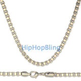 Box 6mm 36 Inch Gold Plated Quality Hip Hop Chain