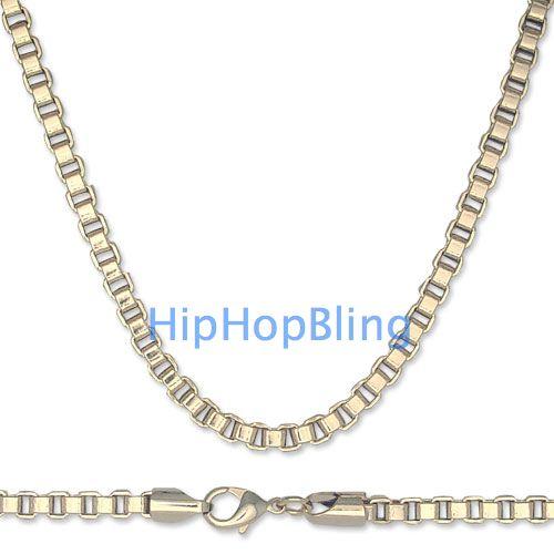 Box 6mm 36 Inch Gold Plated Quality Hip Hop Chain