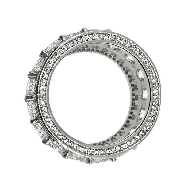 .925 Silver Bling Bling Royal 360 Eternity Band Rhodium CZ Ring