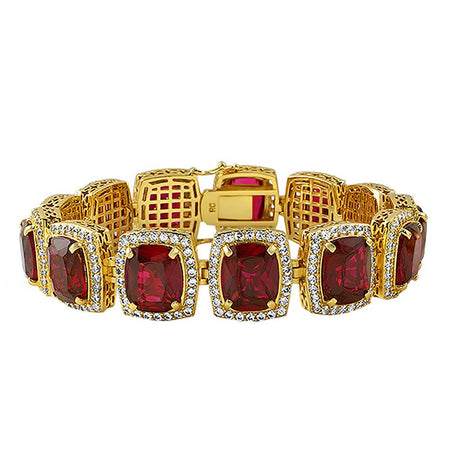 Rick Ross Style All Canary Iced Out 12 Row Gold Bracelet