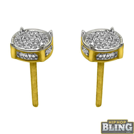 3D Hoop Earrings Gold CZ Micro Pave