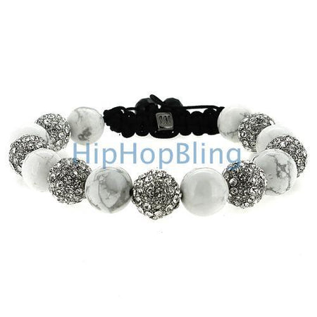 Candy Cane Blue & White 8 Row Bling Bracelet