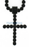 All Black Cluster Bling Chain & Cross Combo