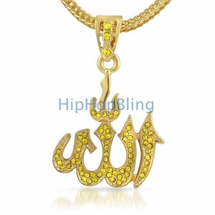 Allah Small Bling Bling Pendant & Chain