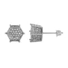 3D Pentagon Rhodium Bling CZ Earrings