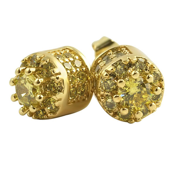 3D Cluster Lemonade CZ Bling Bling Earrings