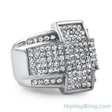 Stainless Steel Cross Bling Bling Ring