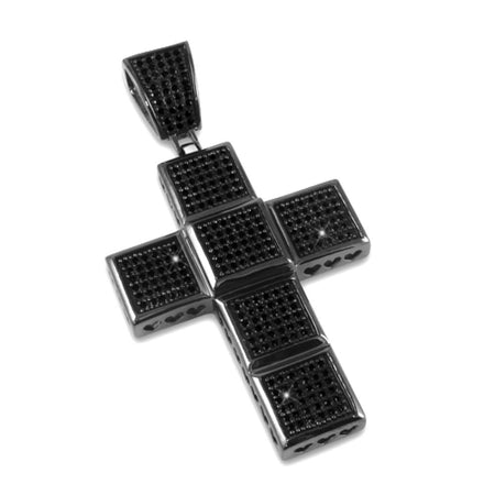 Pyramid Cross Black on Black Iced Out Pendant