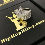 .925 Sterling Silver Super Star Rhodium CZ Bling Ring