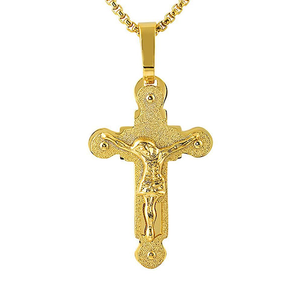Crucifix Rounded Gold Cross Stainless Steel