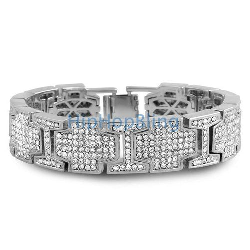 Thick Cross Link Bling Bling Bracelet