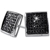 XL Deep Dish Box Black CZ Iced Out Micro Pave Earrings .925 Silver