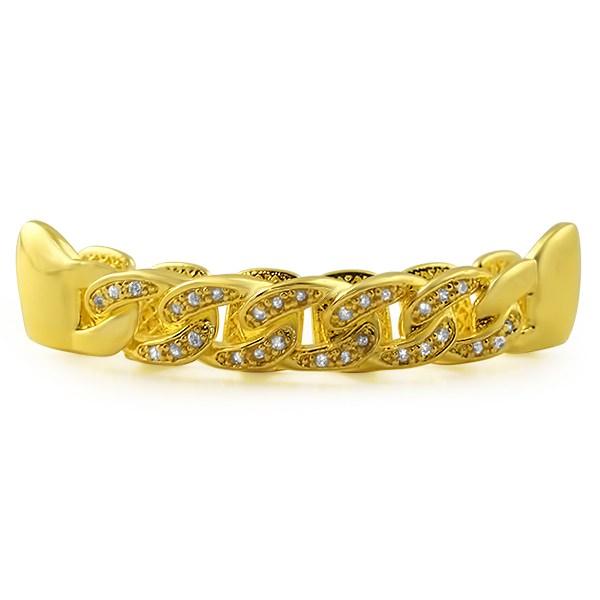 CZ Gold Cuban Grillz Bling Bling Top Teeth